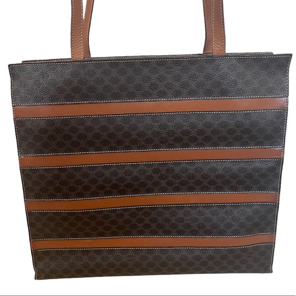 Celine | Authentic Brown Horizontal Stripe Triomphe Large Shopping Tote - Picture 5 of 15